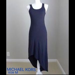 Michael Kors Asymmetrical Navy Blue Maxi Dress